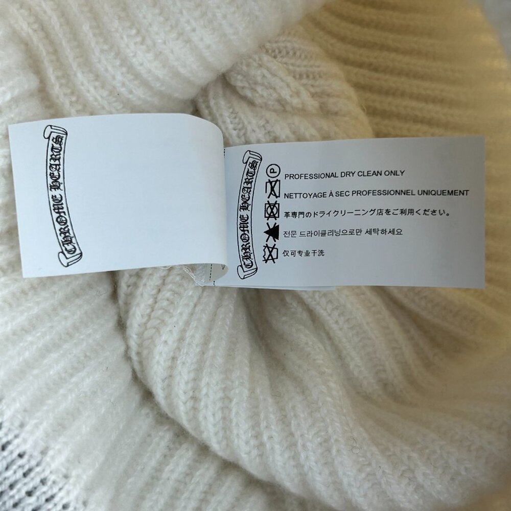 Chrome Hearts White & Black Cross Logo Cashmere Beanie - Picture 4 of 5